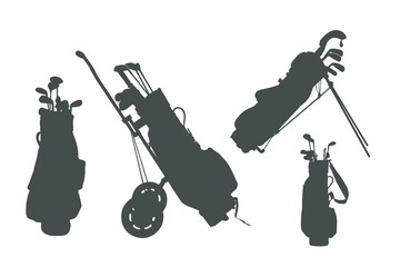 Golf bag silhouettes, Golf club and golf bag silhouettes