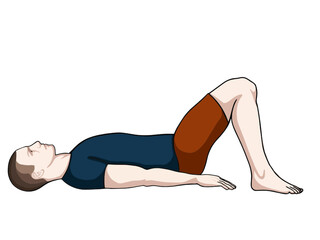 Exercise poses vector illustration for back pain (spine joint). Exercise 6