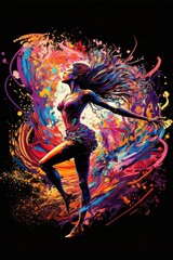 Obraz na płótnie Canvas drawing art dancing girl in the night , ai generated