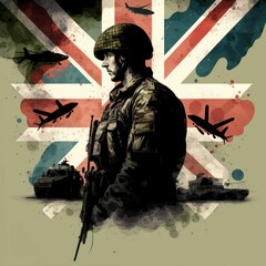 Armed Forces Day background UK created with generative AI technology