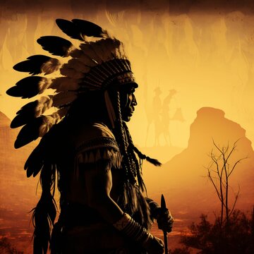 Native American Day Background Created With Generative AI Technology