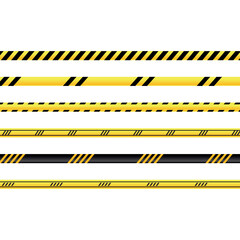 yellow color warning stripes vector. restrictive tapes with black stripes in flat style