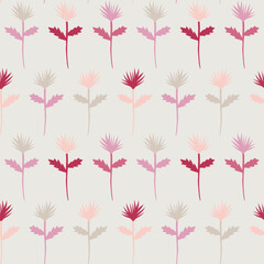 Seamless pattern of repeating flowers in pink and beige
