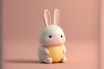 3D of cute rabbit illustration pastel colour. Generative AI.
