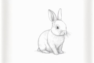 Illustration of rabbit isolated on white background. Drawing of cute rabbit. Generative AI.