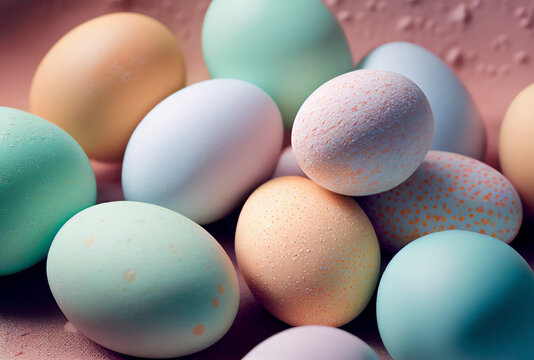 Colorful Easter eggs background created with generative Ai technology