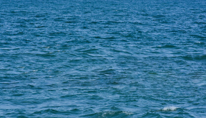Rocks on the beach, blue water and sea waves.