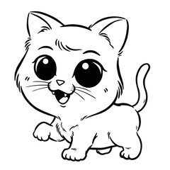 Vector illustration of cartoon Cat - Coloring book for kids