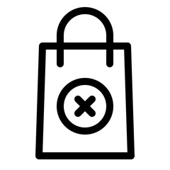 shopping bag cancel icon vector line