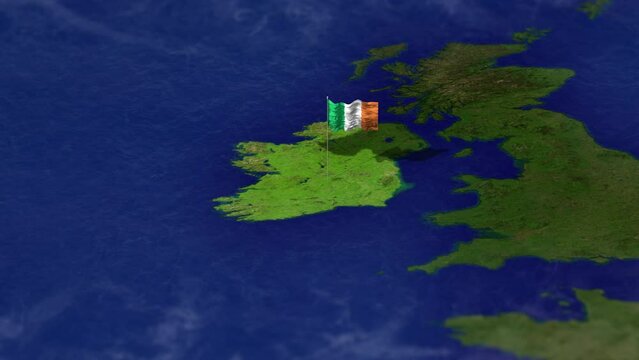 Map of Ireland, ROI with Irish flag