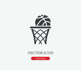 Basketball vector icon. Editable stroke. Symbol in Line Art Style for Design, Presentation, Website or Mobile Apps Elements, Logo.  Basketball symbol illustration. Pixel vector graphics - Vector