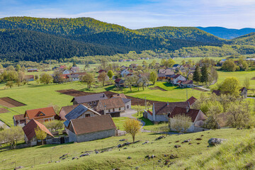Panoramic view of the village Brinje in Croatia