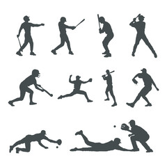 Baseball player silhouette collection, Baseball player silhouettes