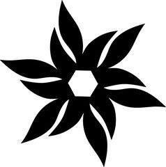 black and white flower isolated icon, element, petal, bloom, flora, beauty,