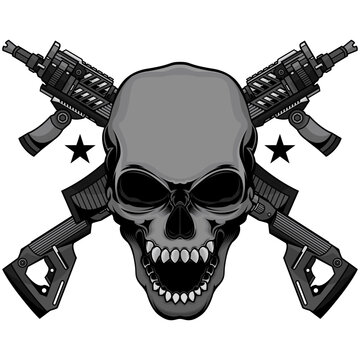 skull heads and machine guns