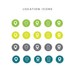 Location pins vector set. Modern vector icon design template