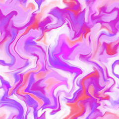 Fototapeta premium Abstract seamless pattern. Marble swirl futuristic acrylic illustration with distortion. Colorful background. Vibrant texture for modern design, print, fabric, textile, wallpaper.