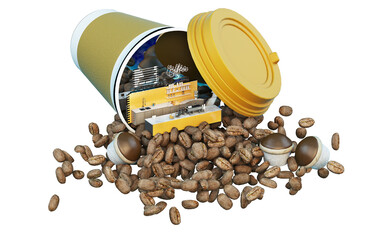 3d render isometric caf&eacute; interior