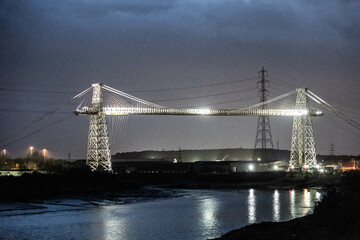 Transporter Bridge, Newport, Wales at night