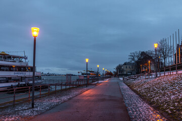 Rheinpromenade im Winter in Bingen am Rhein