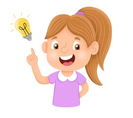 Girl with an idea drawn by hand