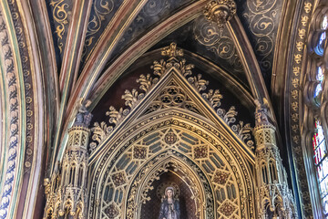 Interior of Church of Saint-Etienne-du-Mont (1624) in the Paris 5th arrondissement. Paris. France. AUGUST 25, 2021.