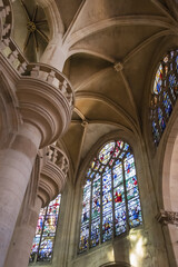 Interior of Church of Saint-Etienne-du-Mont (1624) in the Paris 5th arrondissement. Paris. France. AUGUST 25, 2021.