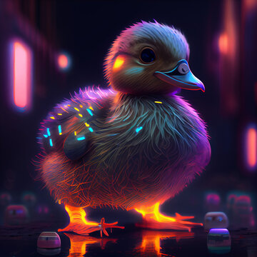 Generative AI - Cute Cyberpunk Duck