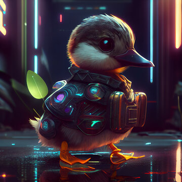 Generative AI - Cute Cyberpunk Duck