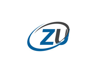 ZU letter creative modern elegant swoosh logo design