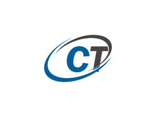 CT letter creative modern elegant swoosh logo design