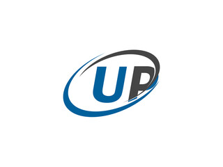UP letter creative modern elegant swoosh logo design