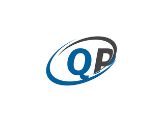 QP letter creative modern elegant swoosh logo design