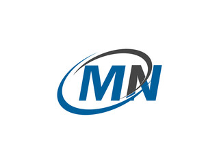 MN letter creative modern elegant swoosh logo design