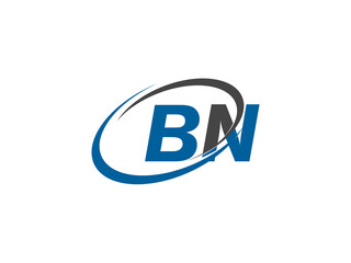 BN letter creative modern elegant swoosh logo design