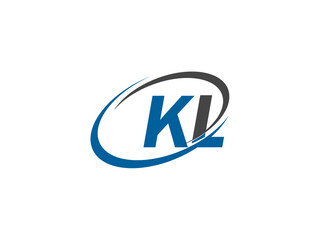KL letter creative modern elegant swoosh logo design