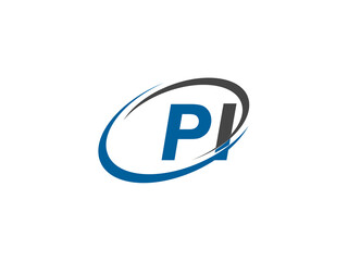 PI letter creative modern elegant swoosh logo design