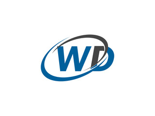 WD letter creative modern elegant swoosh logo design