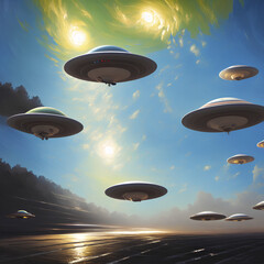 Fototapeta na wymiar ufo in sky extraterrestrial 