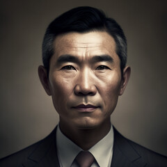 Generative ai asiatic middle aged businessman posing isolated background looking camera confident