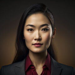 Fototapeta na wymiar Generative ai asiatic young businesswoman posing isolated background