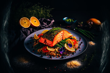 Fototapeta na wymiar mouth-watering image of a perfectly baked salmon