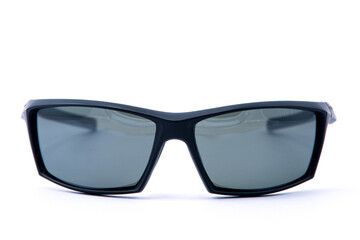 Fashion sunglasses black frames on white background.