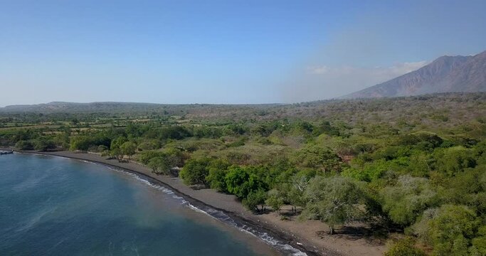 Aerial view of the beach in Merak Village