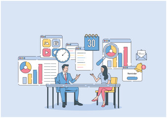 人物 マーケティングおしゃれイラスト素材	