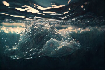 Abstract water splash background. Water surface. Generative AI