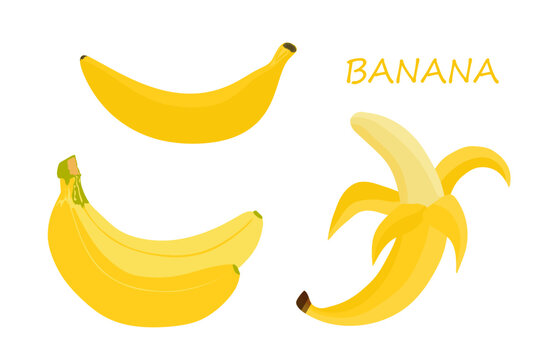 Bananas vector set in flat style isolated on white background. Banana fruit illustration. vector eps10