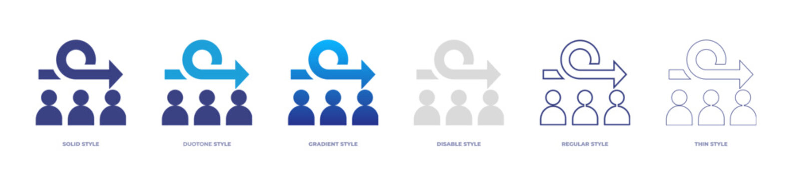 Agile icon set full style. Solid, disable, gradient, duotone, regular, thin. Vector illustration and transparent icon.