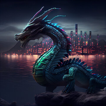 Generative AI - Dragon City Illustration