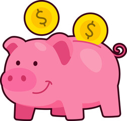 Saving Business pig money sign financial success Colored Flat with Black Sticker